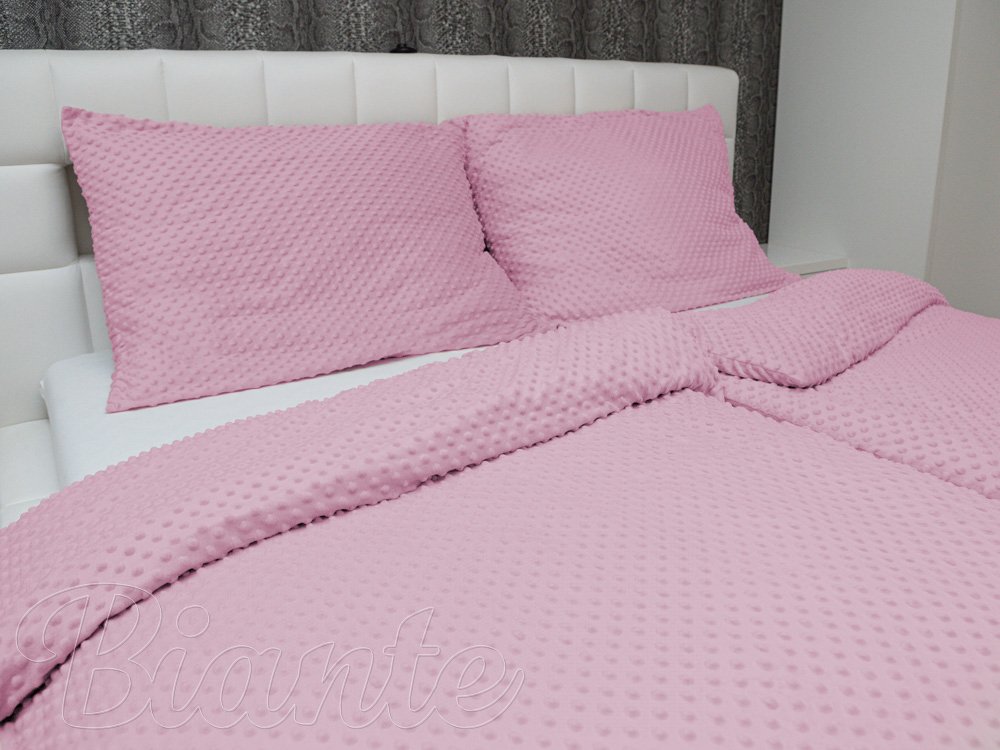 Hrejivé posteľné obliečky Minky 3D bodky MKP-049 Svetlo fialovoružové - detail 1 - Biante.sk