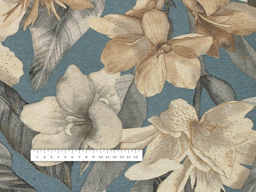 Dekoračná látka Porto PRT-005 Kvety a listy na tmavo modrom - šírka 140 cm a 280 cm - detail 5 - Biante.sk