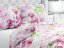 Bavlnené posteľné obliečky Sandra SA-366 Ružovo-zelené kvety na bielom - Biante.sk