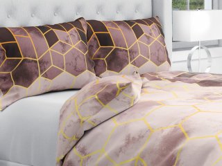 Bavlnené posteľné obliečky Sandra SA-436 Hexagóny na hnedofialovom - Biante.sk