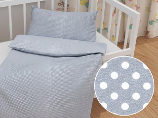 Detské bavlnené posteľné obliečky do postieľky Sandra SA-342 Biele bodky na sivom - Biante.sk