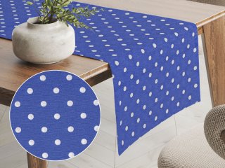 Dekoračný behúň na stôl Leona LN-022 Biele bodky na sýto modrom - Biante.sk