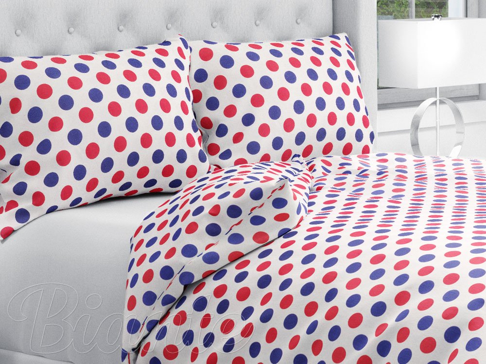 Bavlnené posteľné obliečky Sandra SA-242 Červené a modré bodky - Biante.sk