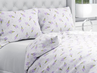 Bavlnené posteľné obliečky Sandra SA-301 Malé zväzky levandúľ na bielom - Biante.sk