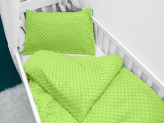 Detské posteľné obliečky do postieľky Minky 3D bodky MKP-007 Hráškovo zelené - Biante.sk