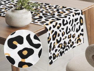 Bavlnený behúň na stôl Sandra SA-409 Leopardí vzor na bielom - Biante.sk