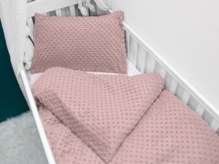 Detské posteľné obliečky do postieľky Minky 3D bodky MKP-051 Staroružové - Biante.sk