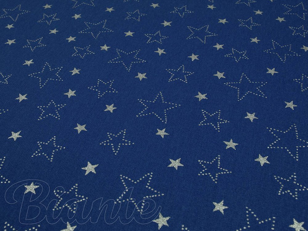 Bavlnená látka/plátno Sandra SA-114 Strieborné hviezdičky na modrom - šírka 150 cm - detail 6 - Biante.sk