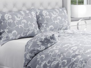 Bavlnené posteľné obliečky Sandra SA-183 Biele kvetované ornamenty na sivom - Biante.sk
