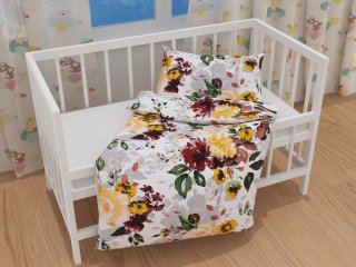 Detské bavlnené posteľné obliečky do postieľky Sandra SA-217 Veľké žlté kvety - detail 1 - Biante.sk