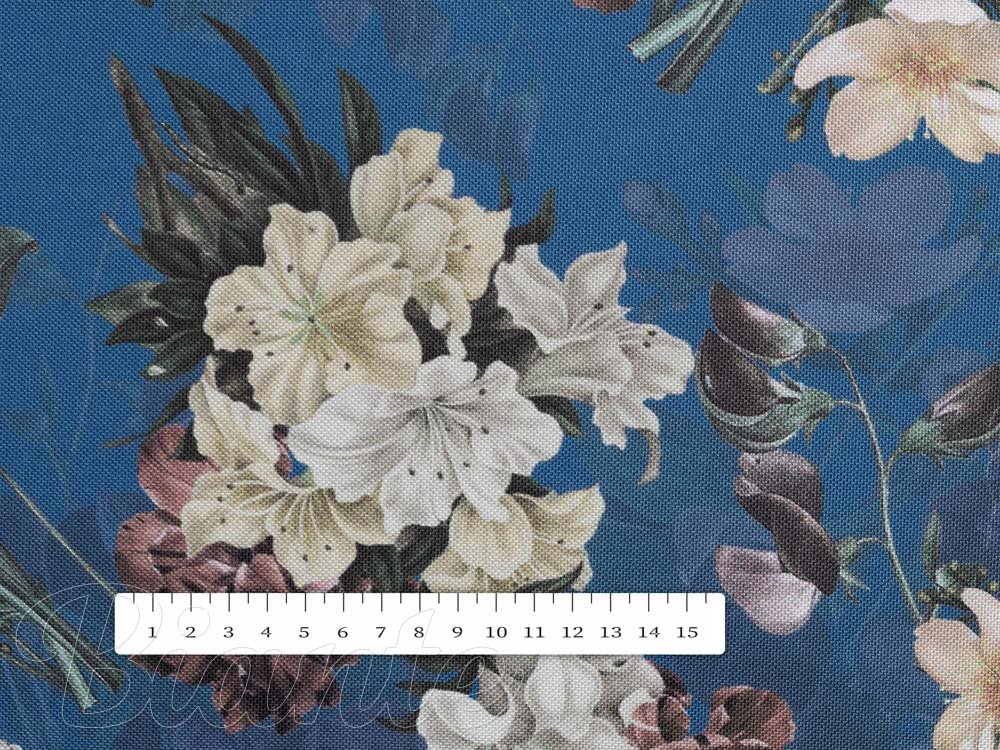 Teflónová látka na obrusy TF-061 Kvety na modrom - šírka 155 cm - detail 7 - Biante.sk