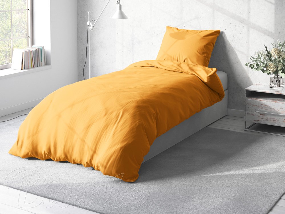 Bavlnené jednofarebné posteľné obliečky Moni MO-036 Horčicové - detail 2 - Biante.sk