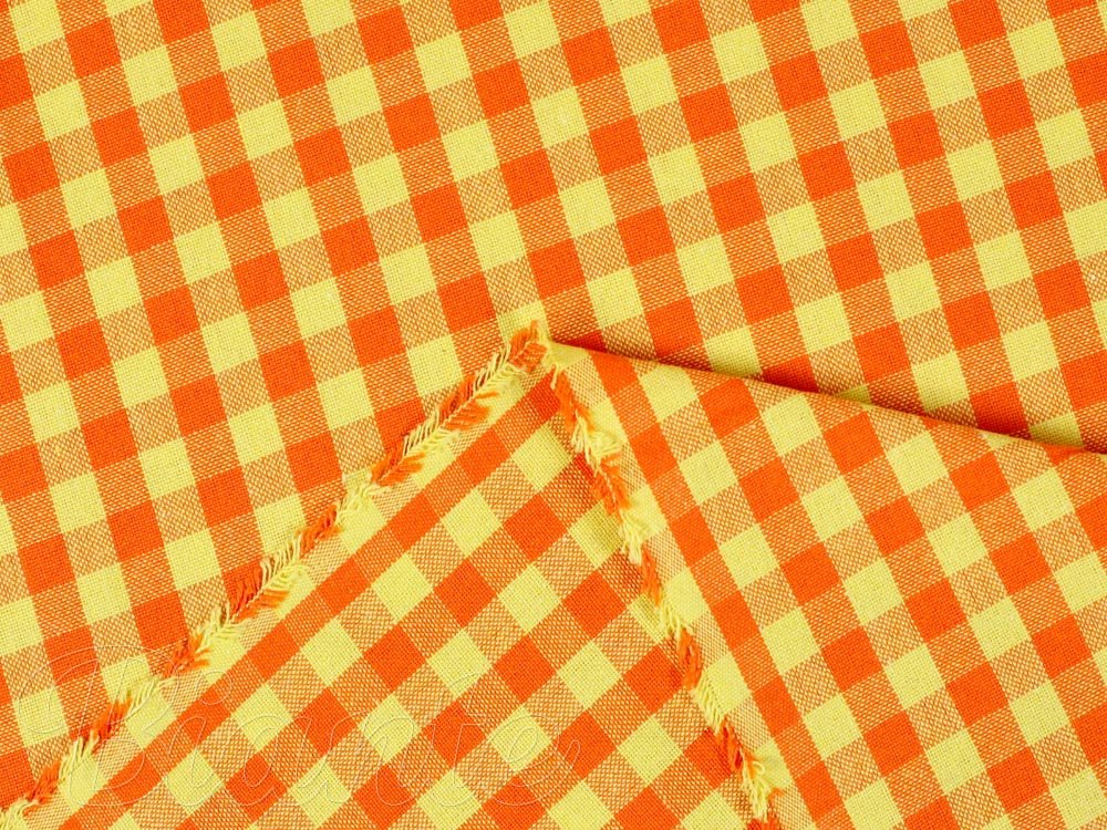 Bavlnená látka Olivia OL-006 Oranžovo-žltá kocka malá- šírka 150 cm - detail 3 - Biante.sk