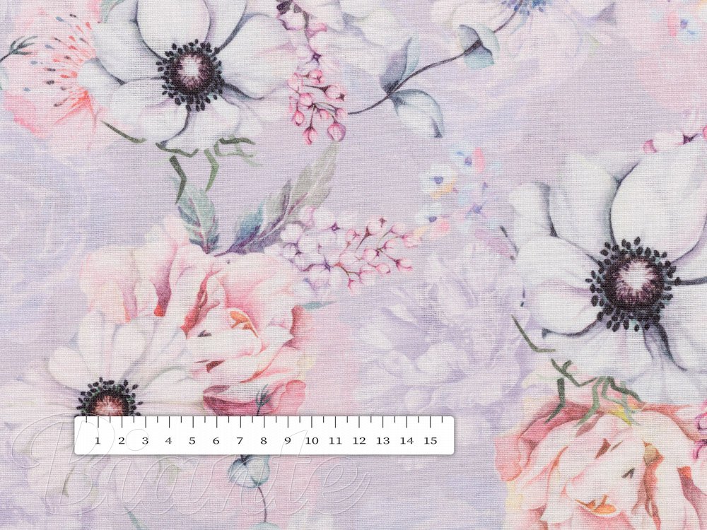 Dekoračná látka PML-069 Ružové kvety na sivofialovom - šírka 150 cm - detail 5 - Biante.sk