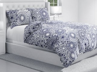 Bavlnené posteľné obliečky Sandra SA-274 Tmavo modré mandaly na bielom - detail 1 - Biante.sk