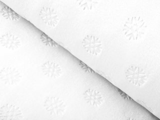Mikroplyšová látka MIP-011 Snehové vločky - snehovo biela - šírka 150 cm - Biante.sk