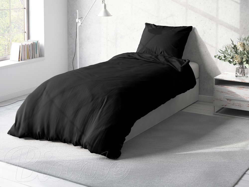 Bavlnené jednofarebné posteľné obliečky Moni MOD-506 Čierne - detail 1 - Biante.sk