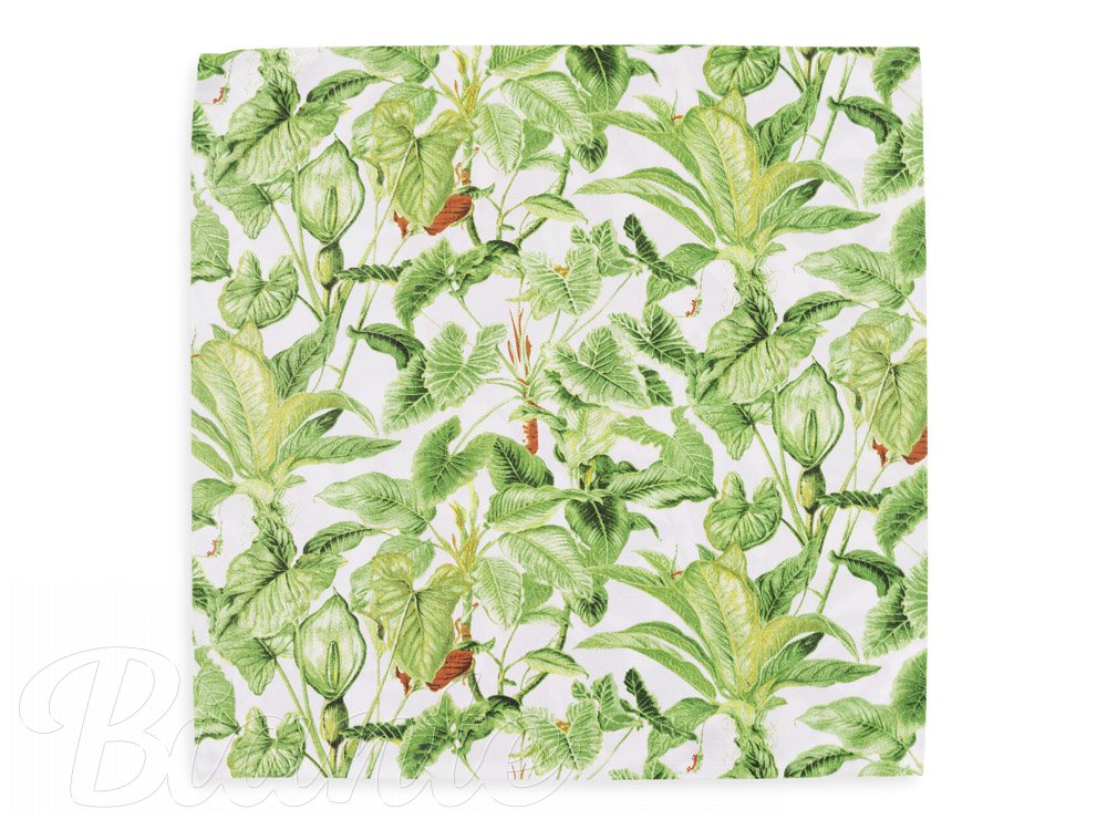 Bavlnená šatka Sandra SA-297 Zelené izbové rastliny na bielom - detail 2 - Biante.sk