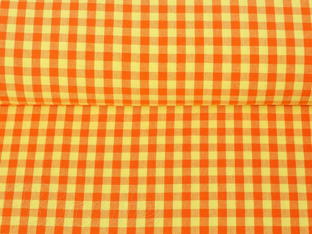 Bavlněná látka Olivia OL-006 Oranžovo-žlutá kostka malá- šířka 150 cm - detail 2 - Biante.cz