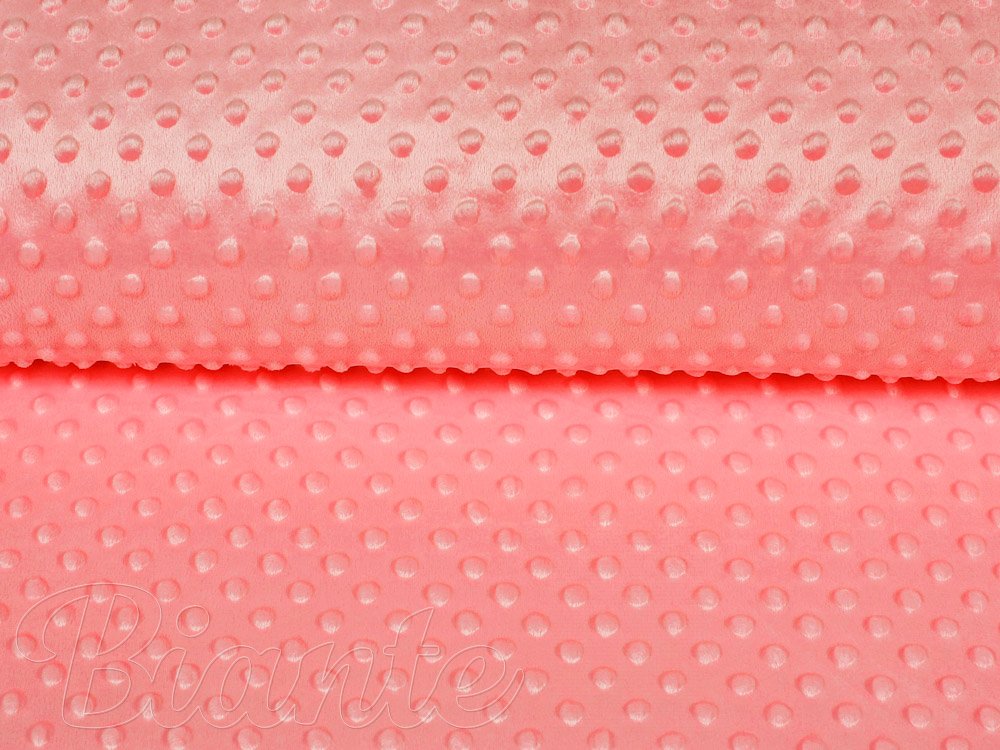 Detská látka Minky 3D bodky MKP-036 Korálovo ružová - šírka 150 cm - detail 4 - Biante.sk