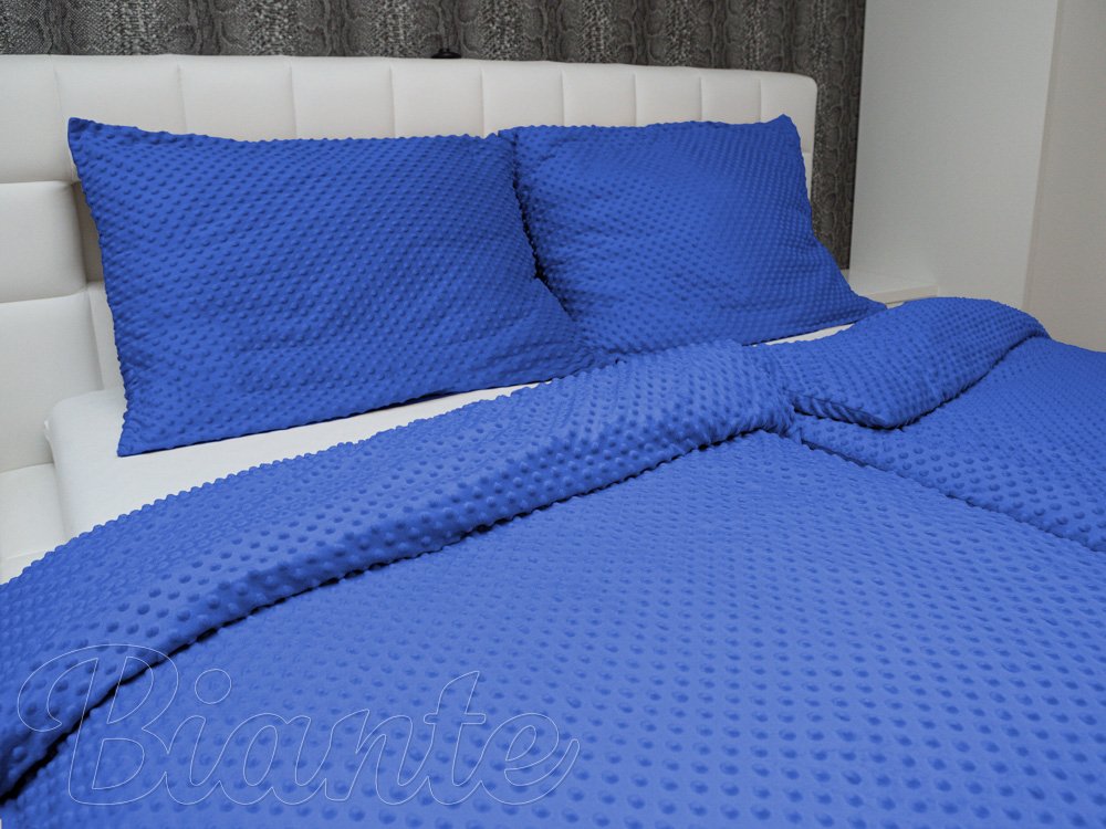 Hrejivé posteľné obliečky Minky 3D bodky MKP-001 Modré - detail 1 - Biante.sk