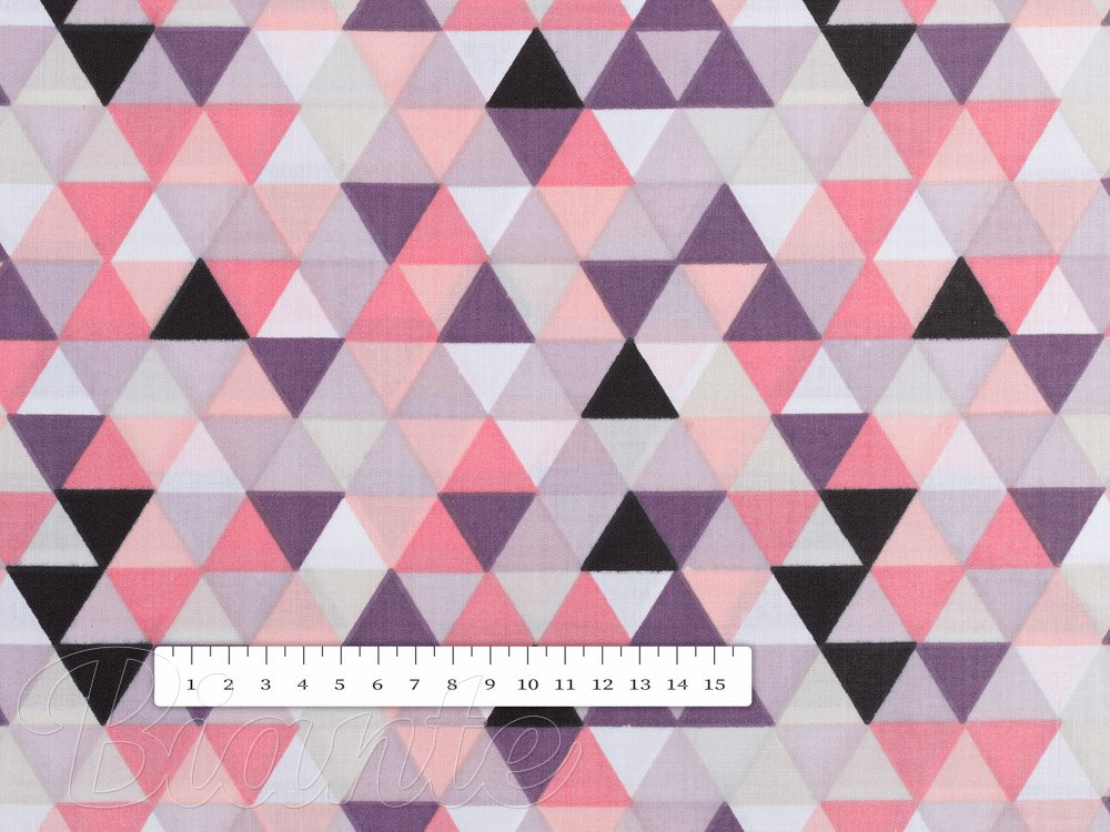 Bavlnená látka/plátno Sandra SA-330 Ružovo-fialovo-čierne trojuholníčky - šírka 160 cm - detail 3 - Biante.sk