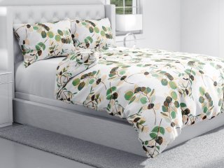 Bavlnené posteľné obliečky Sandra SA-450 Zeleno-oranžové listy na bielom - detail 1 - Biante.sk
