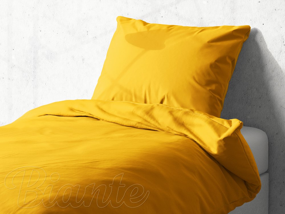 Detské bavlnené posteľné obliečky do postieľky Moni MOD-501 Sýto žlté - Biante.sk