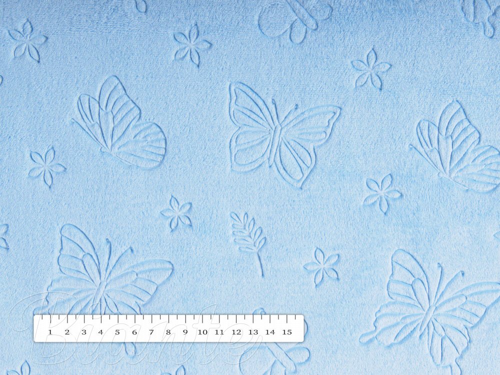Mikroplyšová látka MIP-021 Motýlci - nebesky modrá - šířka 145 cm - detail 7 - Biante.cz