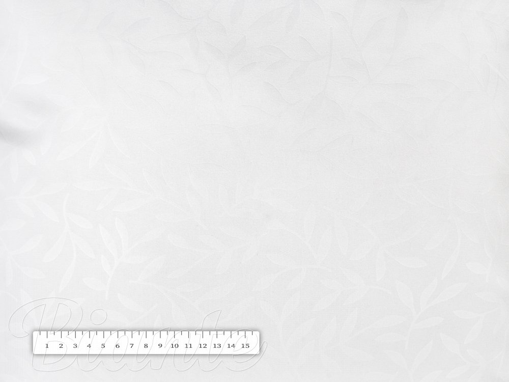 Dekorační látka Sofia SF-001 Bílé vyrážené větvičky s lístky - šířka 160 cm
