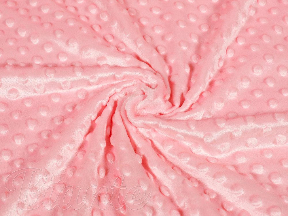Detská látka Minky 3D bodky MKP-037 Korálovo ružová - šírka 150 cm - detail 1 - Biante.sk
