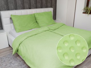 Hrejivé posteľné obliečky Minky 3D bodky MKP-005 Pastelové svetlo zelené - Biante.sk