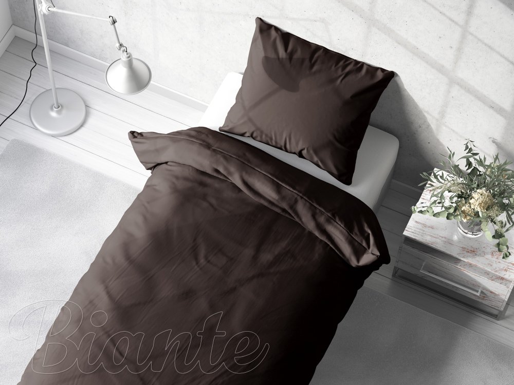 Bavlnené jednofarebné posteľné obliečky Moni MO-041 Tmavo hnedé - detail 1 - Biante.sk