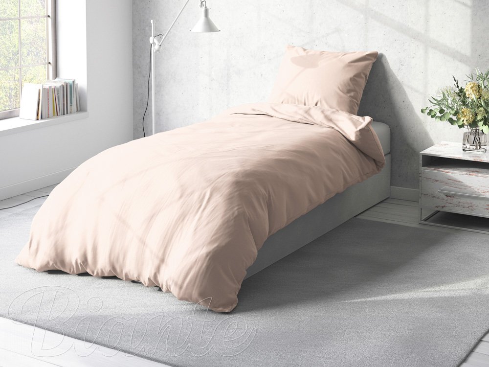 Bavlnené jednofarebné posteľné obliečky Moni MO-031 Púdrovo béžové - detail 2 - Biante.sk
