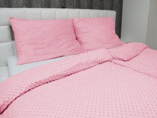 Hrejivé posteľné obliečky Minky 3D bodky MKP-035 Svetlo ružové - detail 1 - Biante.sk