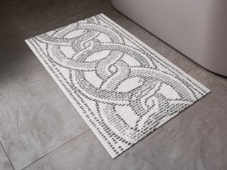 Kúpeľňová penová rohož / predložka PRO-029 Čierno-sivá prepletaná mozaika - metráž šírka 65 cm - detail 1 - Biante.sk