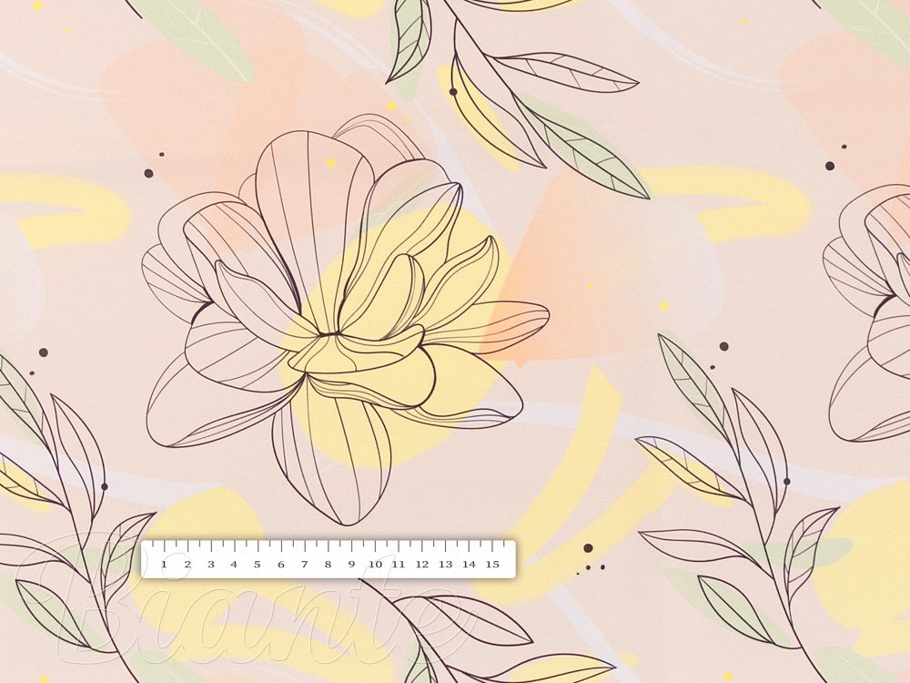 Teflonová látka na ubrusy TF-069 Žluto-růžové květy s lístky - šířka 155 cm - detail 7 - Biante.cz