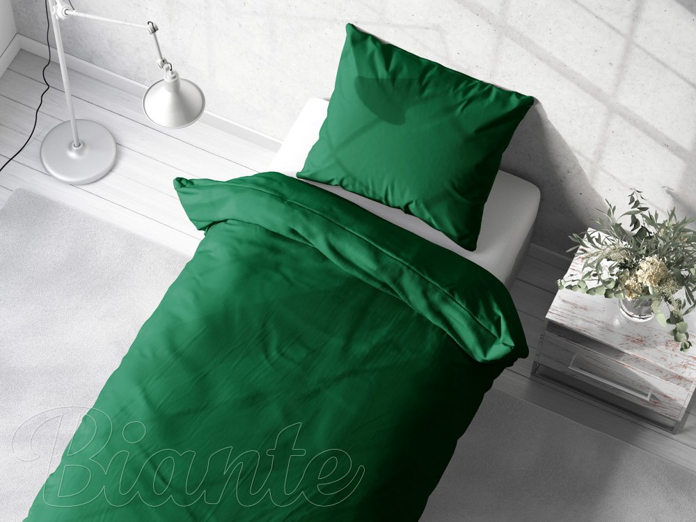 Bavlnené jednofarebné posteľné obliečky Moni MOD-505 Zelené - detail 2 - Biante.sk