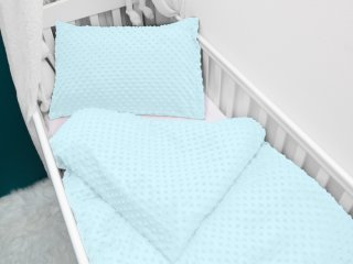 Detské posteľné obliečky do postieľky Minky 3D bodky MKP-013 Ľadové modré - Biante.sk