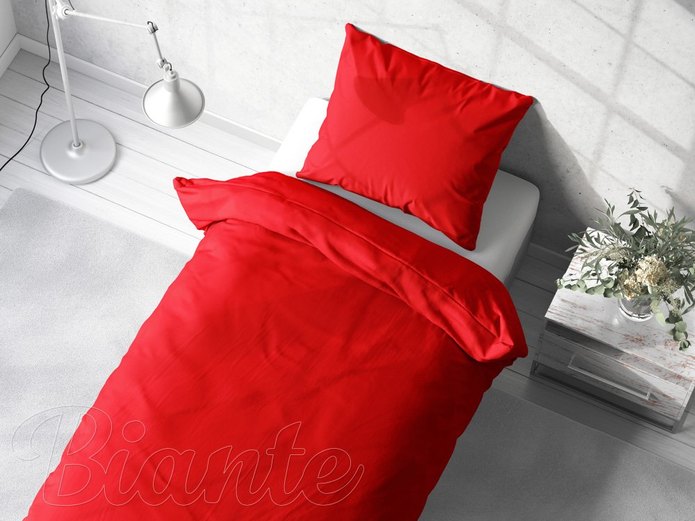 Bavlnené jednofarebné posteľné obliečky Moni MOD-502 Sýto červené - detail 2 - Biante.sk