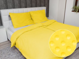 Hrejivé posteľné obliečky Minky 3D bodky MKP-015 Sýto žlté - Biante.sk