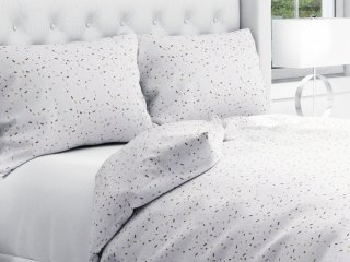 Bavlnené posteľné obliečky Sandra SA-396 Hnedo-béžové konfety na bielom - Biante.sk