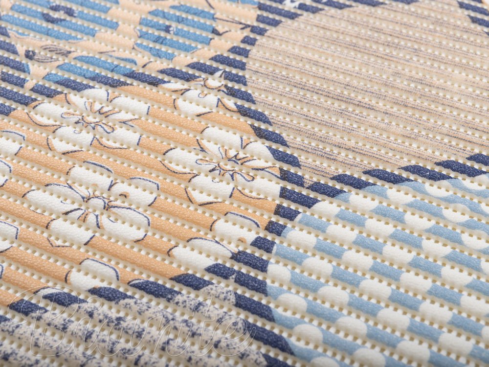 Koupelnová pěnová rohož / předložka PRO-023 Modro-béžová provensálská mozaika - metráž šířka 65 cm - detail 5 - Biante.cz