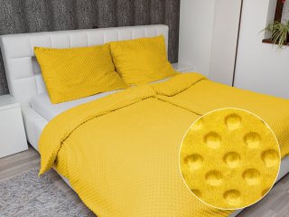 Hrejivé posteľné obliečky Minky 3D bodky MKP-026 Horčicové - Biante.sk