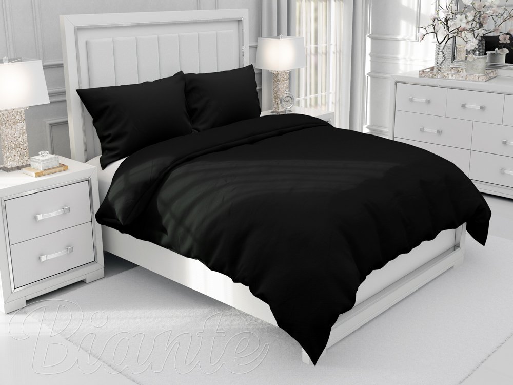 Bavlnené jednofarebné posteľné obliečky Moni MO-022 Čierne - Biante.sk