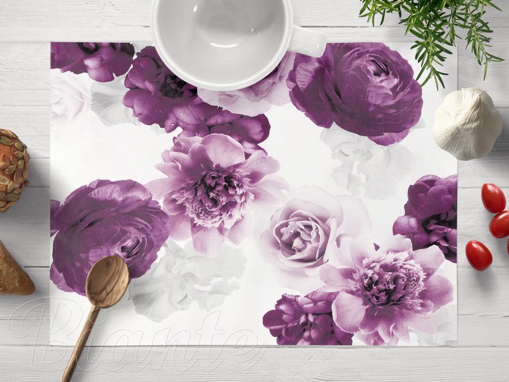 Dekoračné prestieranie na stôl PM-029 Veľké fialové kvety - Biante.sk