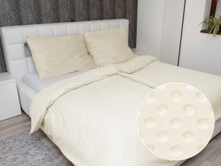 Hrejivé posteľné obliečky Minky 3D bodky MKP-014 Krémové - Biante.sk