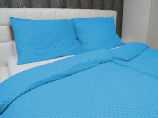 Hrejivé posteľné obliečky Minky 3D bodky MKP-034 Modré - detail 1 - Biante.sk