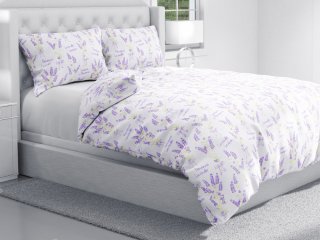 Bavlnené posteľné obliečky Sandra SA-294 Veľké zväzky levandúľ na bielom - detail 1 - Biante.sk