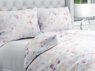 Bavlnené posteľné obliečky Sandra SA-290 Farebné lučne kvety na bielom - Biante.sk